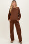 Brown Crewneck Pullover Pant Maternity Set