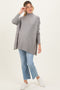 Grey Mock Neck Oversized Sir Slit Maternity Sweater Top