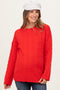 Red Braid Knit Pattern Soft Fluffy Maternity Sweater Top