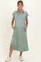 Sage Collared Oversized Maternity Midi Dress
