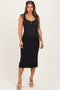 Black Floral Mesh Front Tie Cutout Maternity Midi Dress