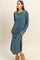 Teal Oversized Long Sleeve Midi Dress