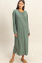 Light Olive Oversized Long Sleeve Midi Dress