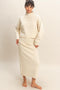 Cream Waffle Knit High Neck Sweater Skirt Set