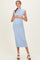 Sky Blue Ribbed Knit Mock Neck Maternity Maxi Dress