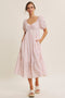 Fuchsia Stripe Sweetheart Neckline Midi Dress