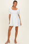 White Textured Puff Sleeve Dress