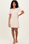 Cream Ribbed Knit Ruffle Trim Mini Dress