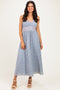Light Blue Floral Contrast Trim Sleeveless Maxi Dress