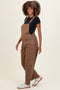 Mocha Barrel Leg Maternity Overalls