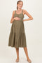 Olive Sleeveless Button Down Tiered Maternity Midi Dress
