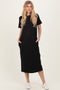 Black Cotton T-Shirt Midi Dress