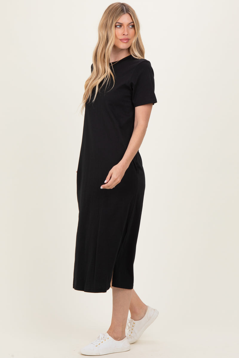 Black Cotton T-Shirt Midi Dress – PinkBlush
