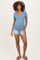 Light Blue Distressed Hem Maternity Jean Shorts