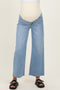 Light Blue Raw Hem Ankle Wide Leg Maternity Jeans