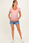 Blue Distressed Frayed Hem Maternity Jean Shorts