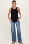 Blue Distressed Hem Wide Flare Maternity Jeans