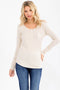 Oatmeal Pointelle Knit Henley Top