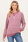 Mauve Striped Crew Neck Pullover Maternity Top