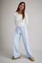 Light Blue Striped Front Tie Lounge Pants