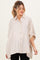 Cream/Black Striped Short Sleeve Collared Button Down Maternity Blouse