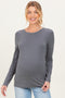 Slate Grey Basic Long Sleeve Maternity Top
