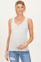 Cream Ribbed Split Neck Maternity Tank Top