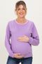 Violet Striped Neckline Maternity Terry Sweatshirt