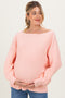 Peach Chunky Knit Boat Neck Maternity Sweater