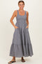 Black Gingham Smocked Bodice Maxi Dress