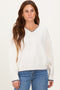 Ivory Stitch Detail V-Neck Oversized Sweater