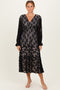 Black Floral Lace Long Sleeve V-Neck Maxi Dress