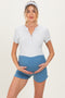Blue Ruched Side Maternity Lounge Shorts