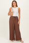 Brown Pinstripe Drawstring Linen Pants