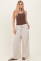 Oatmeal Pinstripe Drawstring Linen Pants