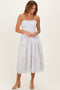 Cream Floral Eyelet Lace Tie Back Midi Dress