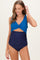 Aqua Striped Color Block Cutout Maternity Swimsuit