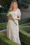 Creme Floral Cotton Puff Sleeve Maternity Maxi Dress