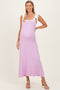 Pink Knit Contrast Shoulder Tie Maternity Dress