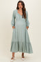 Sage Off Shoulder Button Accent Maternity Maxi Dress