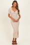 Cream/ Mocha Striped Knit Short Sleeve Maxi Dress