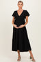 Black Textured Ruffle Hem Maternity Maxi Dress