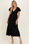 Black Textured Ruffle Hem Maxi Dress