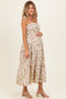 Ivory/ Mustard Vintage Floral Sleeveless Tiered Maternity Maxi Dress