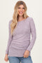 Lavender Waffle Knit Long Sleeve Ruched Tunic Top