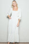 Cream Floral 3/4 Sleeve Maxi Dress