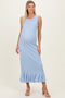 Sky Ribbed Knit Sleeveless Ruffle Hem Maternity Maxi Dress