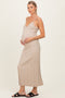 Oatmeal Rib Knit Sleeveless Maternity Maxi Dress