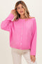 Hot Pink Classic Crew Neck Maternity Button Cardigan