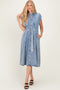 Denim Button Front Midi Dress